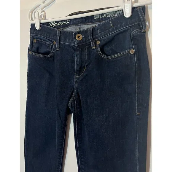 Madewell women’s Blue jeans Size 26 Rail Straight Low Rise Zipper Pockets - Picture 14 of 16